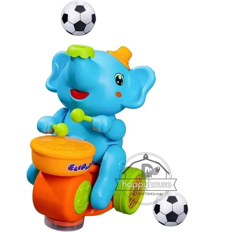 Musical Walking Elephant Drummer Toy for Kids with LED Lights and Sensory Activities Educational Learning Toy