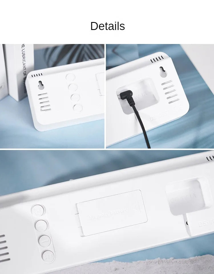 Large Digital Wall Clock with Temperature and Humidity Display Adjustable Brightness LED Alarm Clock 12/24 Hour Format