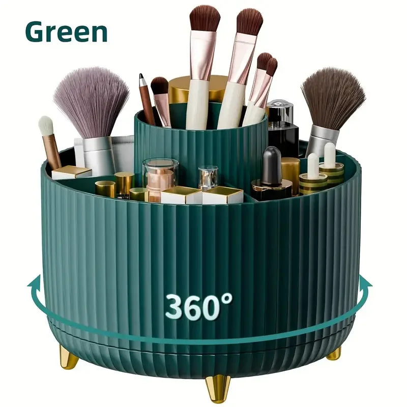 360° Rotating 5 Slot Makeup Brushes Holder Organizer for Vanity Desktop Storage