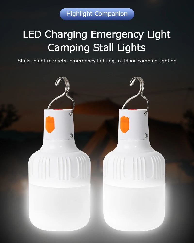 2pcs Rechargeable LED Emergency Portable Lights for Camping