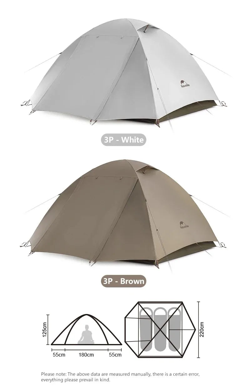 Naturehike Camping Tent 2-3 People Waterproof Ultralight UPF50+ Outdoor Shelter
