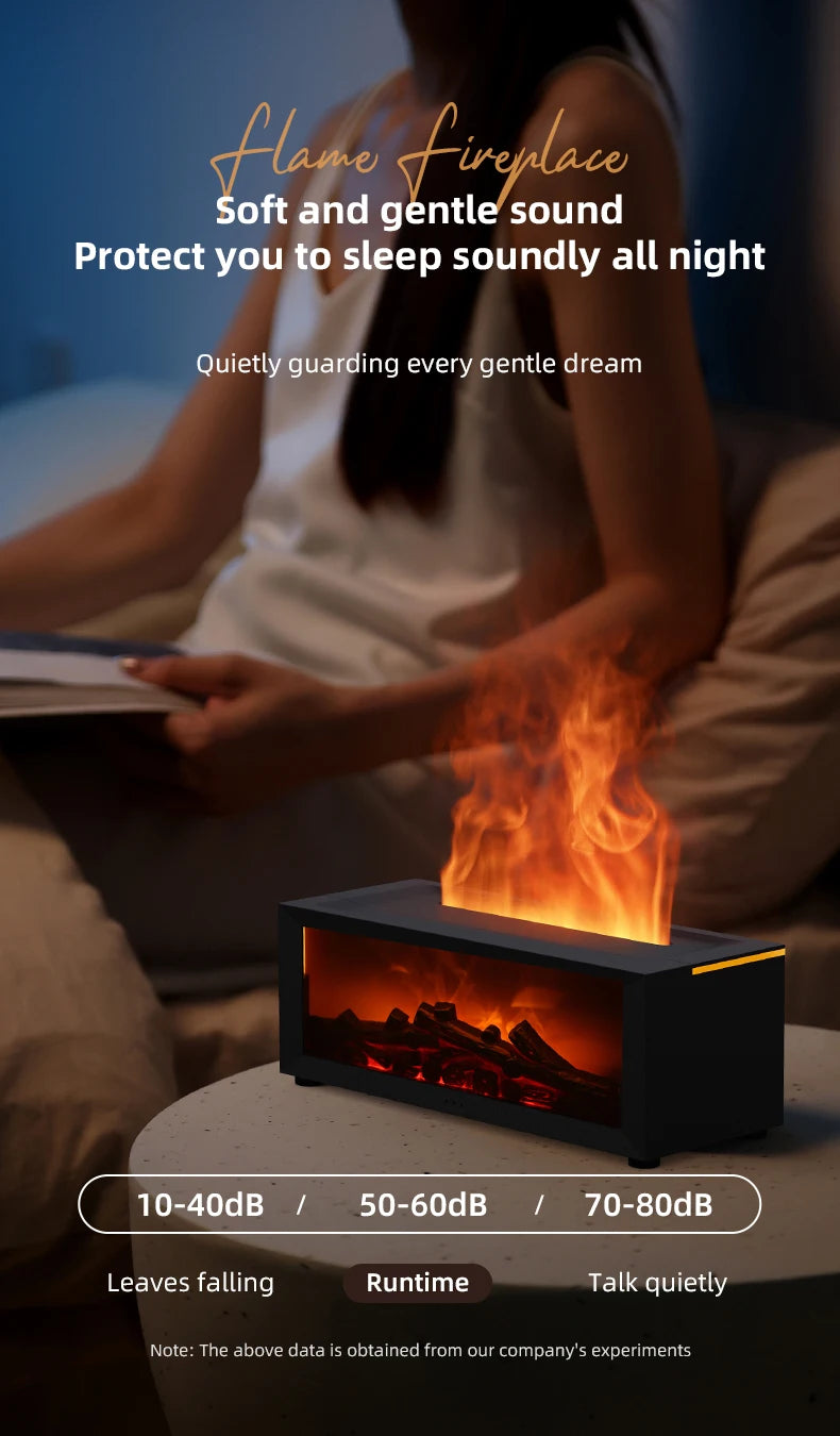 Creative Fireplace Air Humidifier Auto-Off Aroma Diffuser with LED Light and Remote Control