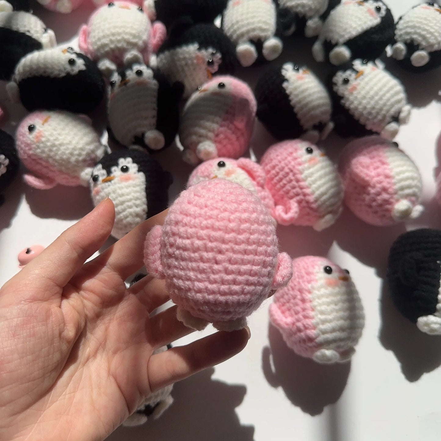 Handmade Cute Cotton Wool Penguin Doll Crochet Keychain