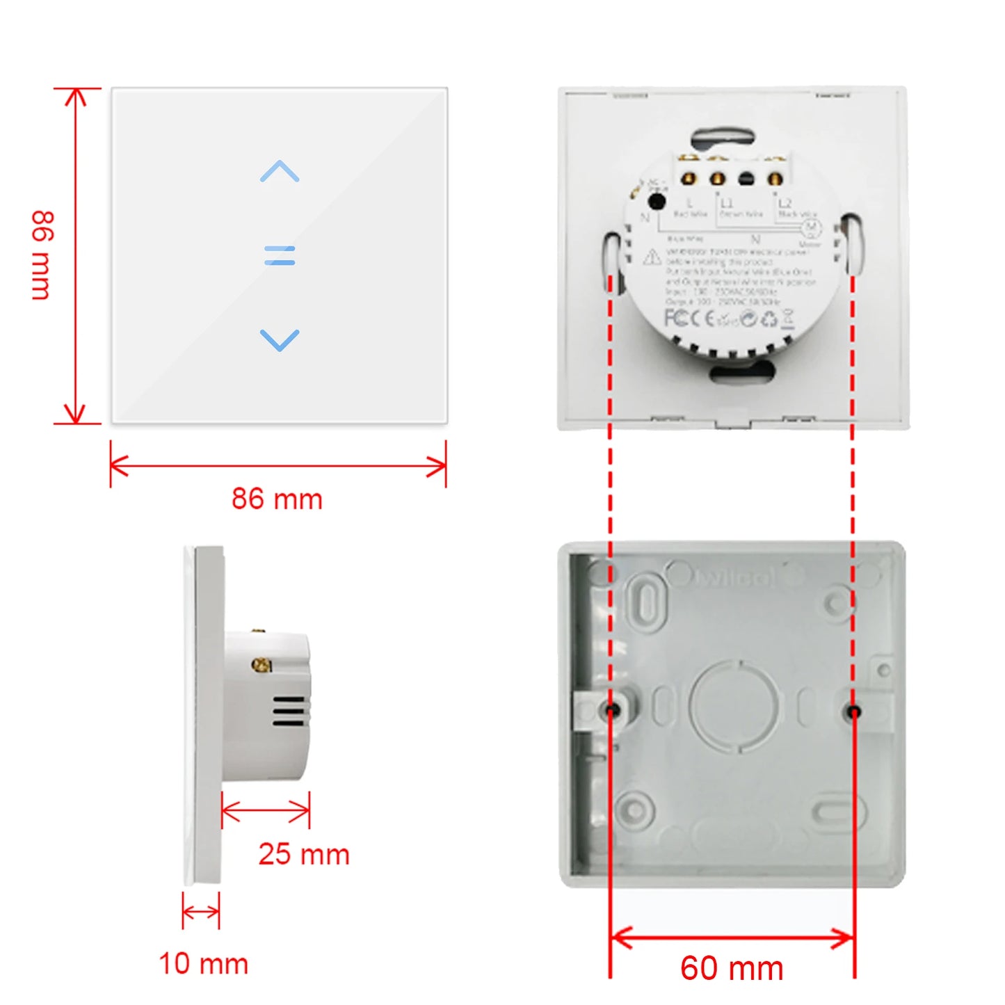 LoraTap Tuya Smart Life WiFi Cortinas Persianas Interruptor Persianas enrollables Interruptor de motor Estilo de luz de fondo Google Home Alexa Control de voz
