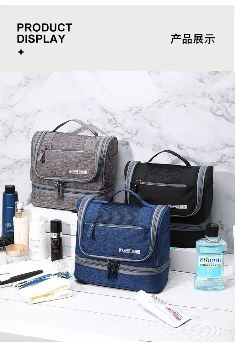 Men and Women Oxford Travel Makeup Bag Hanging Organizer Cosmetic Toiletry Case