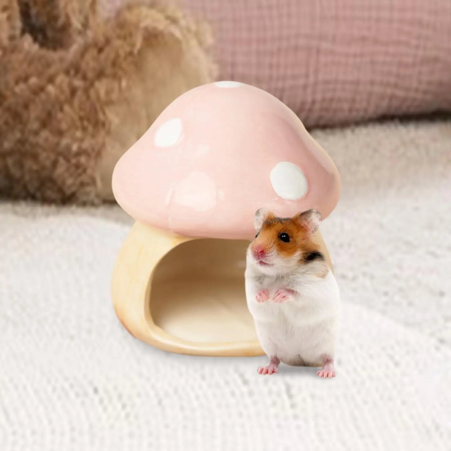 Ceramic Mushroom Shaped Hamster House Cartoon Guinea Pig Sleeping Nest for Chinchilla Hedgehog Rat Small Animals Supplies