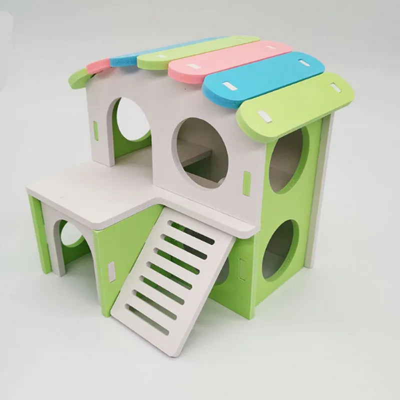 1 piece of barn rat playset, including wooden house, barn board toy, slide nest villa, golden bear house, eco-board bedroom