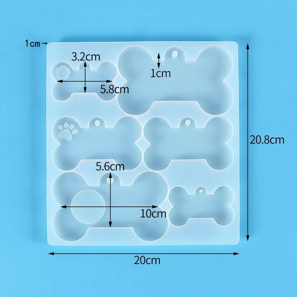 Dog Tag Bone Shaped Keychain Mold for DIY Resin Jewelry