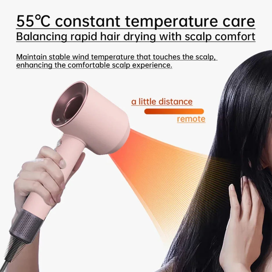 Negative ion hair dryer with high speed and no blades High power silent and quick drying Portable, suitable for home and travel