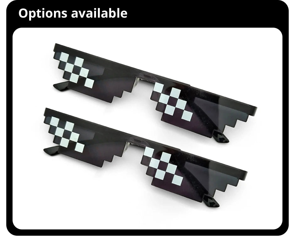 2Pcs Mosaic Sunglasses Vintage Pixelated Shades for Party