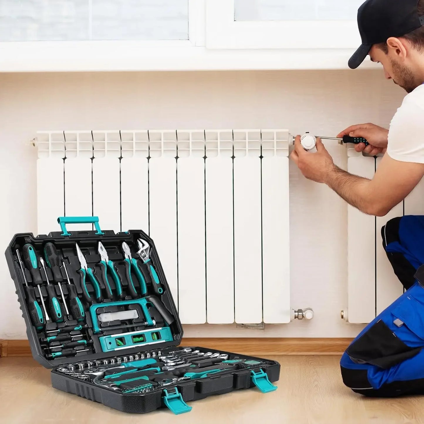 79 Piece Home Auto Repair Tool Kit with Plastic Toolbox Storage