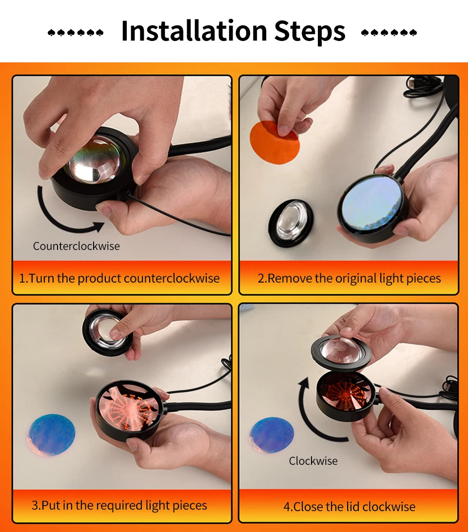 Smart Sunset Lamp Tuya LED Night Light USB RGB Projector with Remote App Control for Room Decoration and Photography