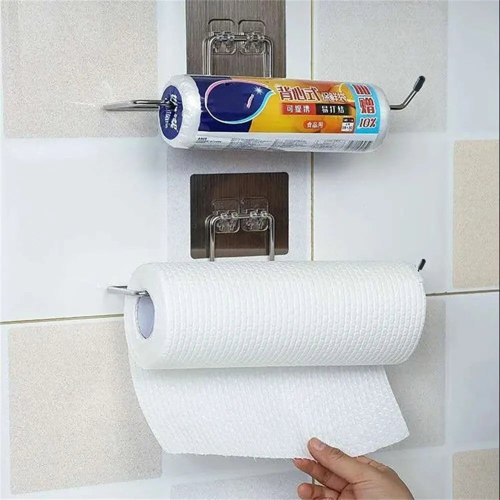 2PCS Kitchen Paper Towel Holder Adhesive Rack for Storage