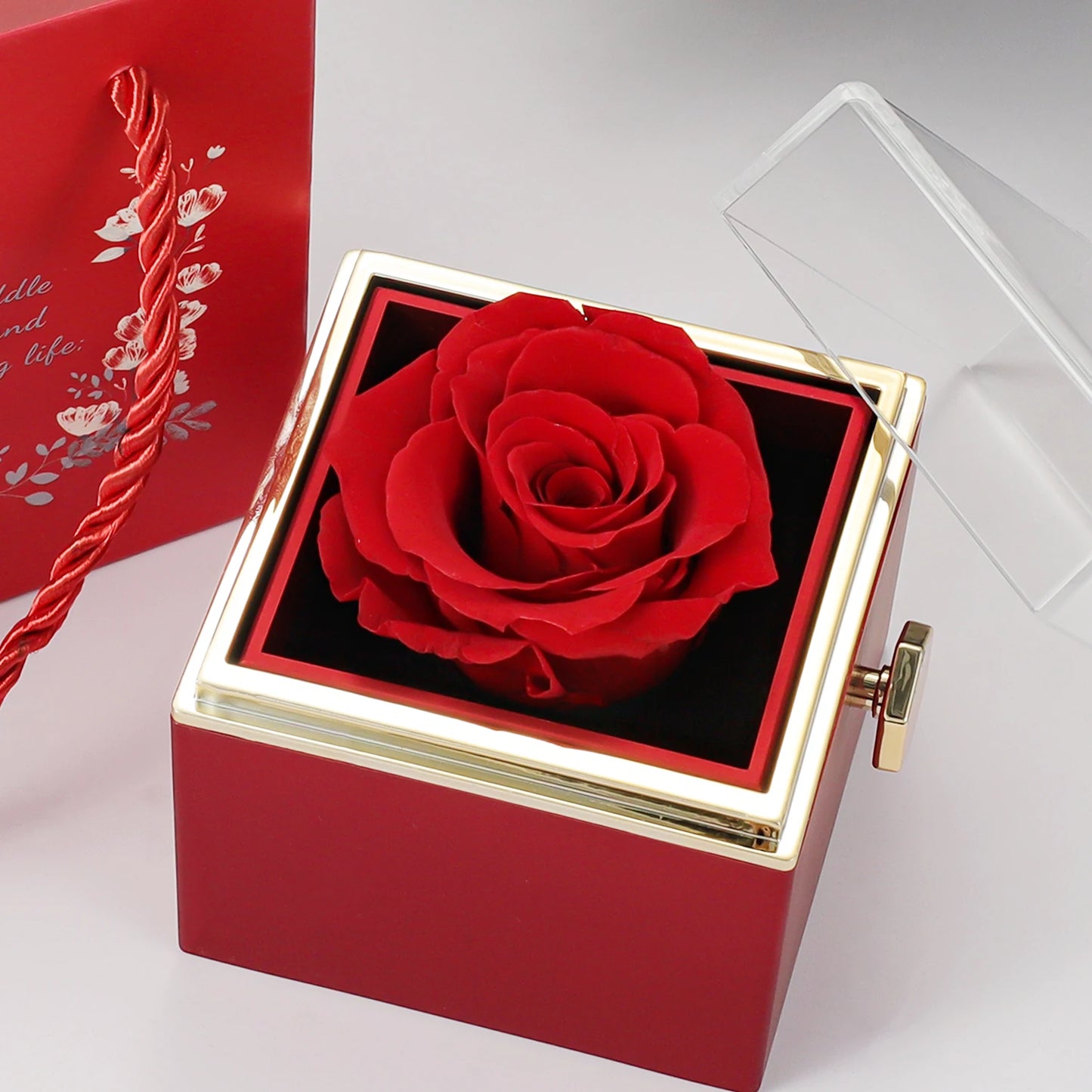 Eternal Rose Box With Heart Necklace For Mom Mother's Day Gift