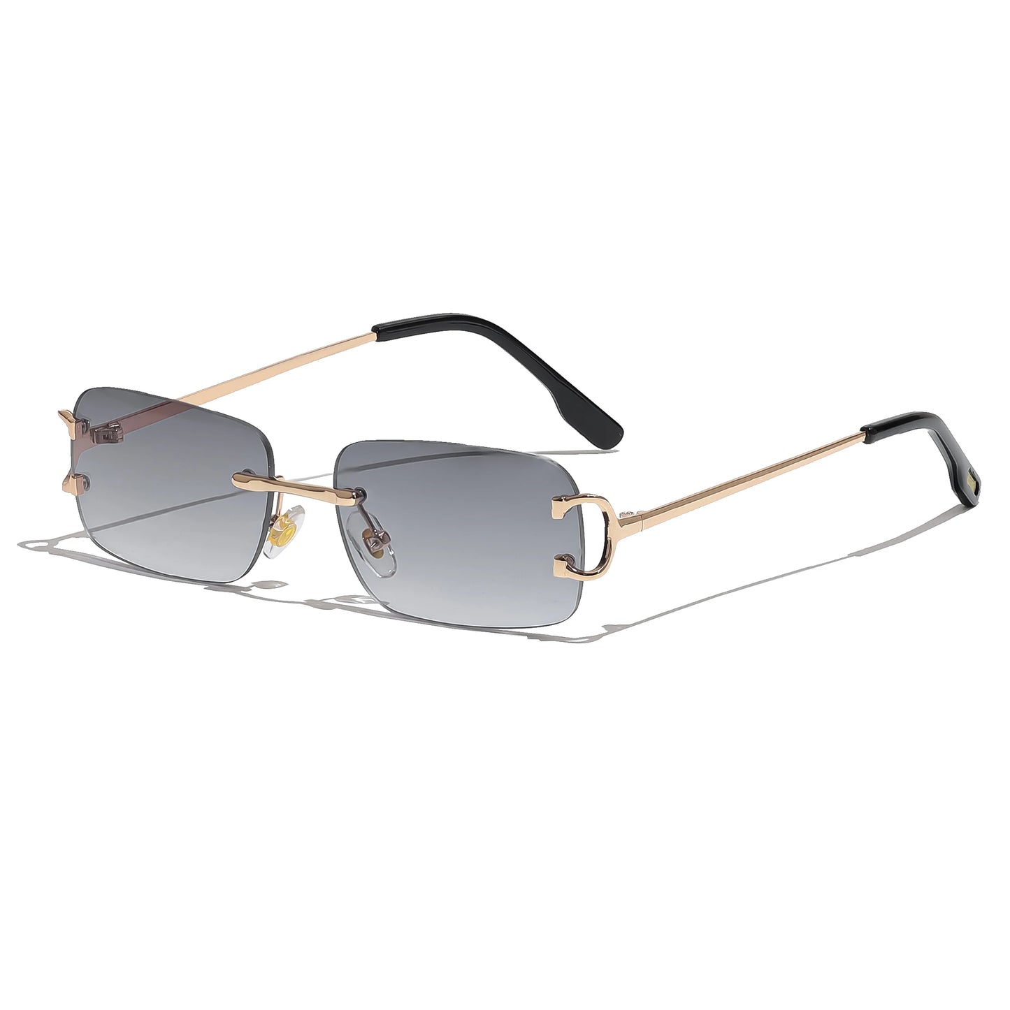 HBK Retro Rimless Small Sunglasses Gold Frame UV400 Eyewear