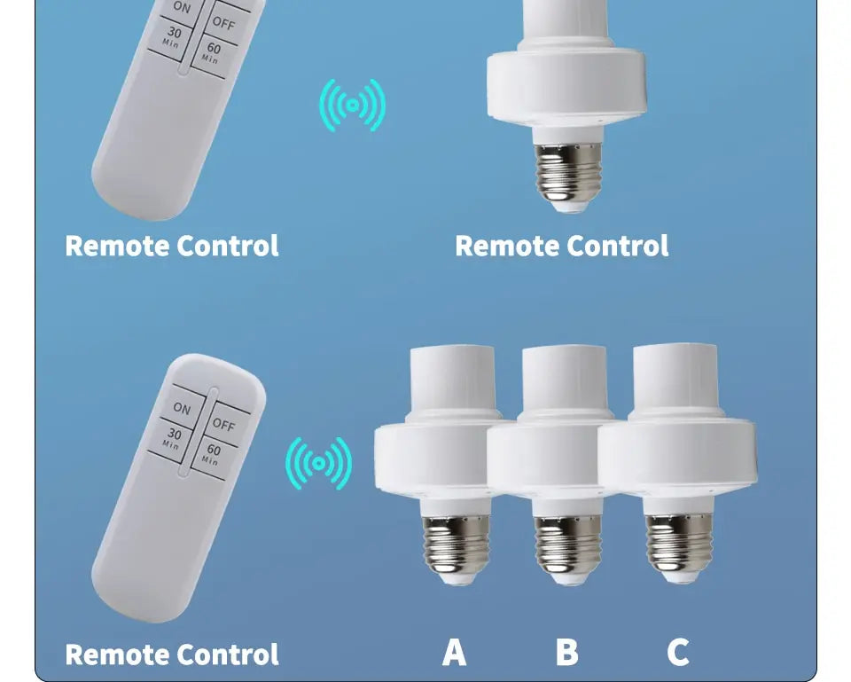 Smart Timer Switch Wireless Remote Control E27 Lamp Holder 15m Range 110V 220V