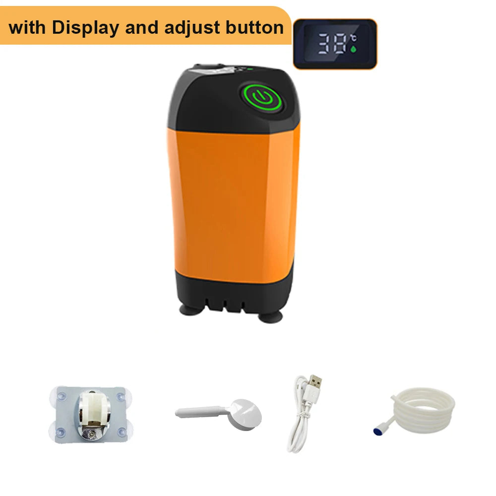 Outdoor Camping Shower IPX7 Waterproof Orange with Digital Display Portable Electric Shower Pump