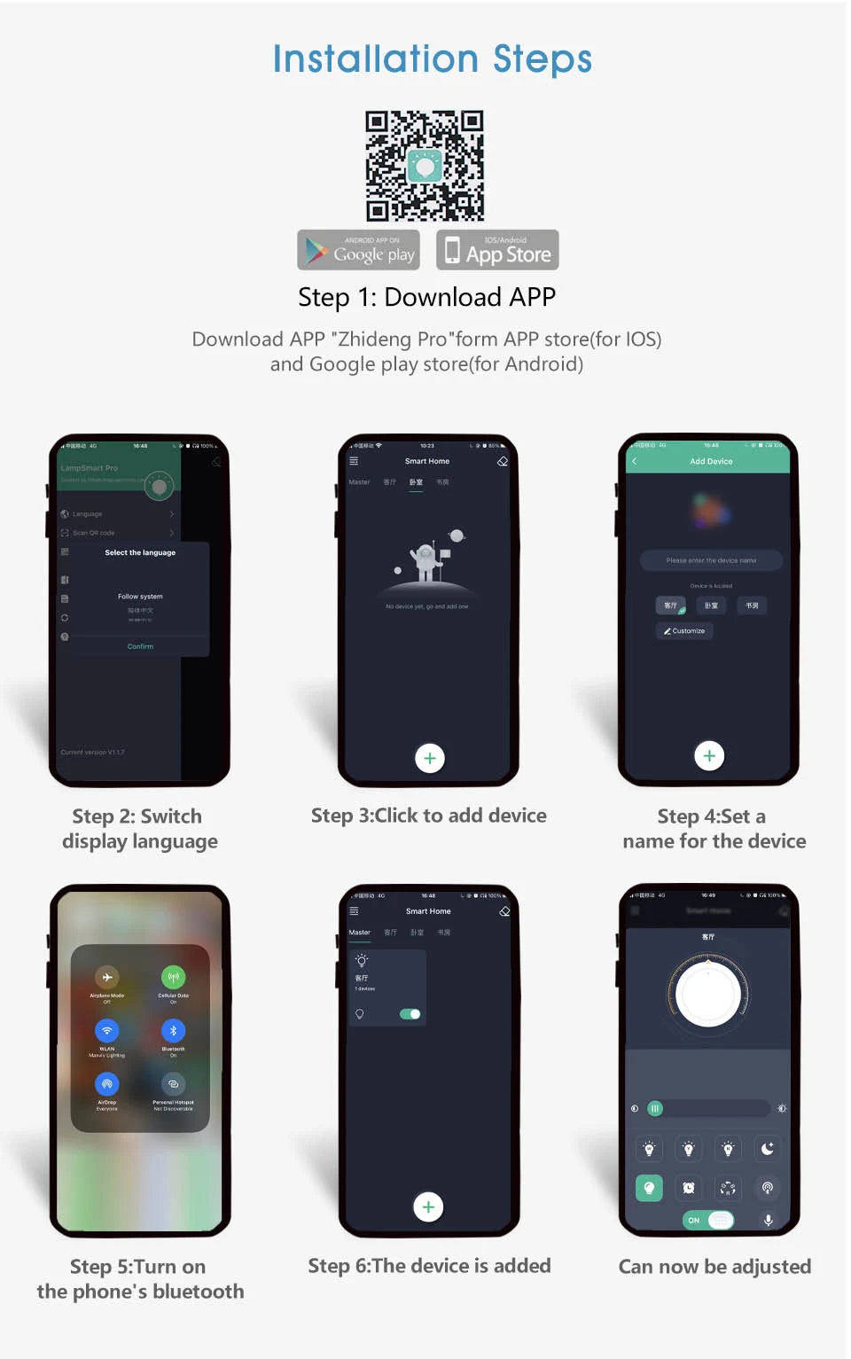 Smart LED Ceiling Lamp 36W 50W Dimmable APP Control