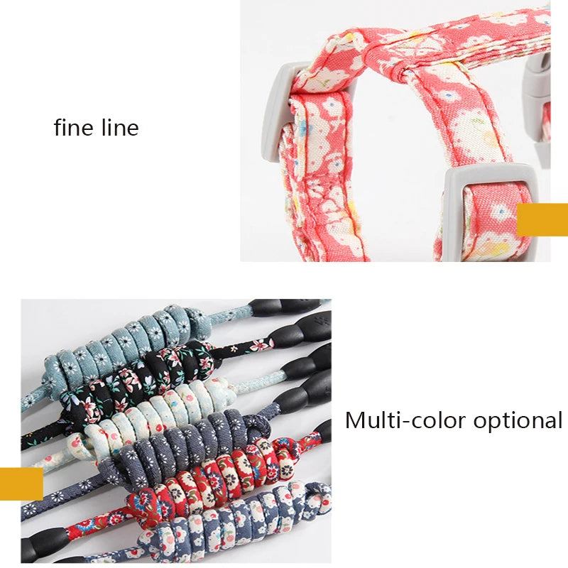 Adjustable Cat Harness Cotton Strap Collar with Leash,Cats Outdoor Walking Escape Proof H-Shaped Vest for Large Small Cats,dogs