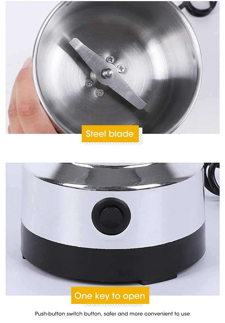 Mini Electric Grinder Household 300ml Ultrafine Food Pulverizer Coffee Spice Grain Mill 2/4 Blades