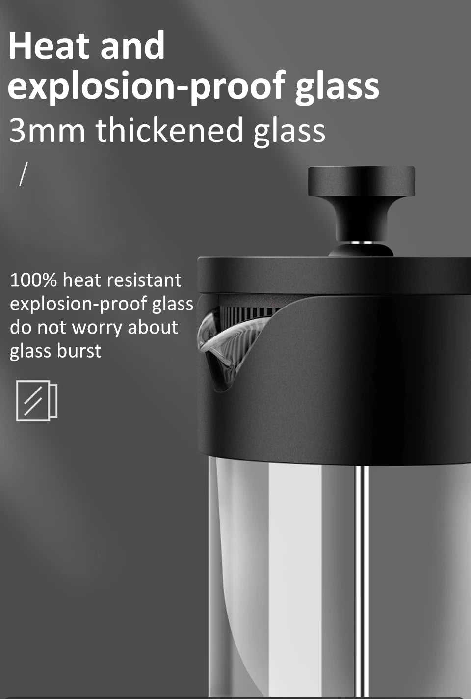 French Press Coffee Maker β 350ml/600ml/1L Borosilicate Glass Pot with Stainless Steel Filter