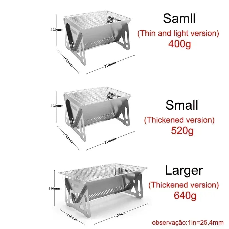 Portable Folding BBQ Grill Stainless Steel Camping Grill Multifunctional Outdoor Cooking Stove