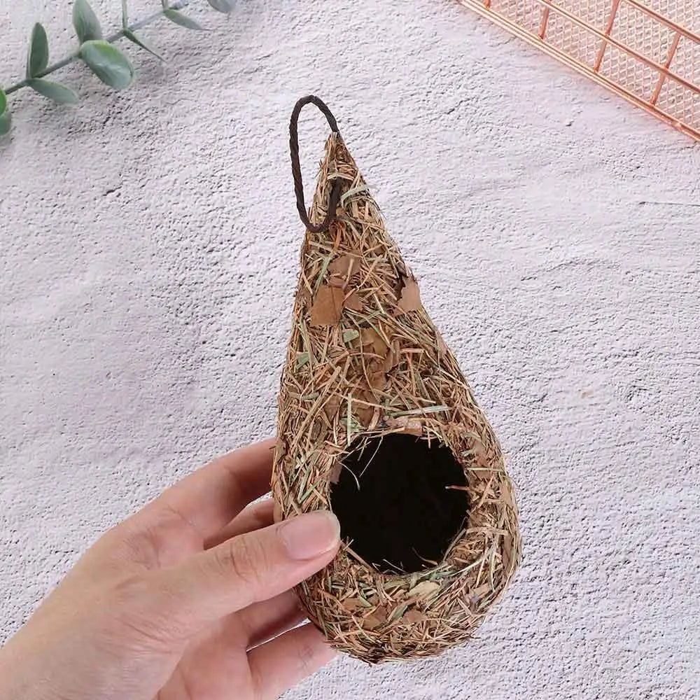 1/2PCS Bird House Natural Grass Hummingbird Bird Nest Fiber Hand-Woven Roosting Nest Bird Hut for Yard Decoration