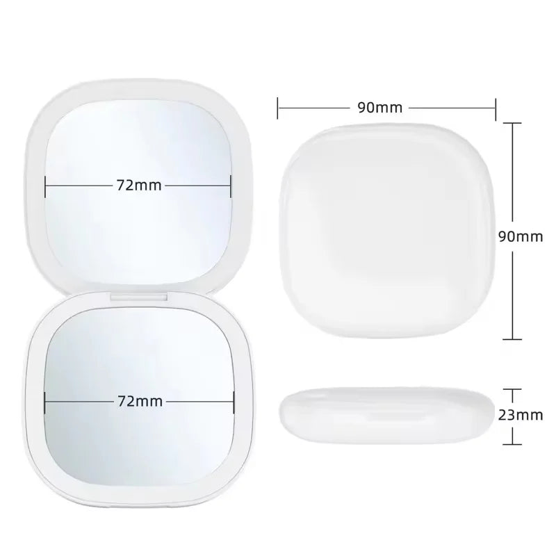 Double-Sided LED Makeup Mirror with 5X Magnification and Three Color Modes Compact Portable Design