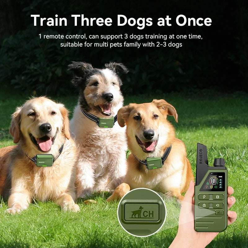 ROJECO Electric Dog Training Collar Remote Control Rechargeable Training Collar For Pet Dog Puppy Bark Control Stop Shock Collar