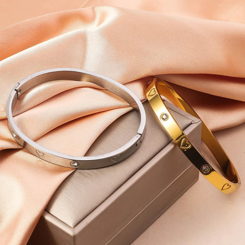 RAKOL Simple 316L Nail Light Luxury Titanium Steel Bracelet for Women High Quality Non-fading Hand Jewelry