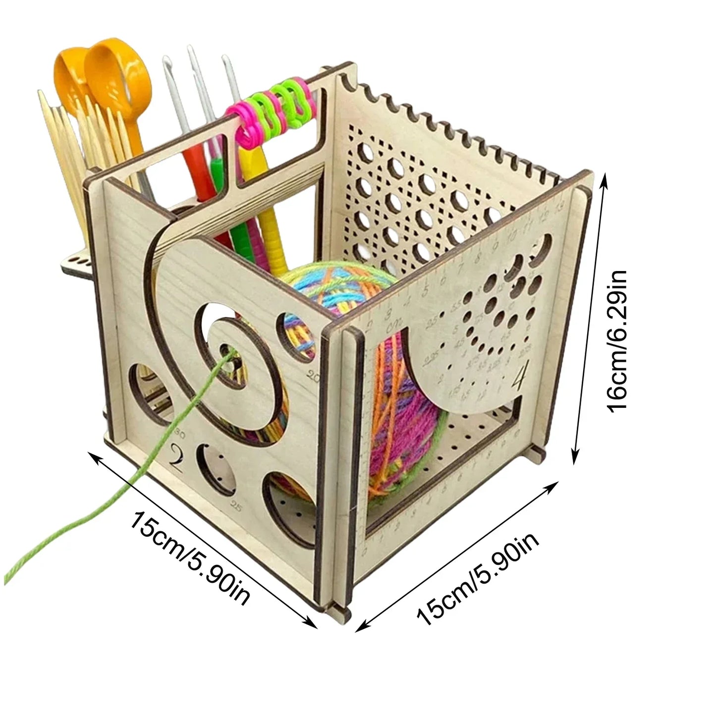 DIY All-In-One Wooden Yarn Bowl Crochet Organizer Holder