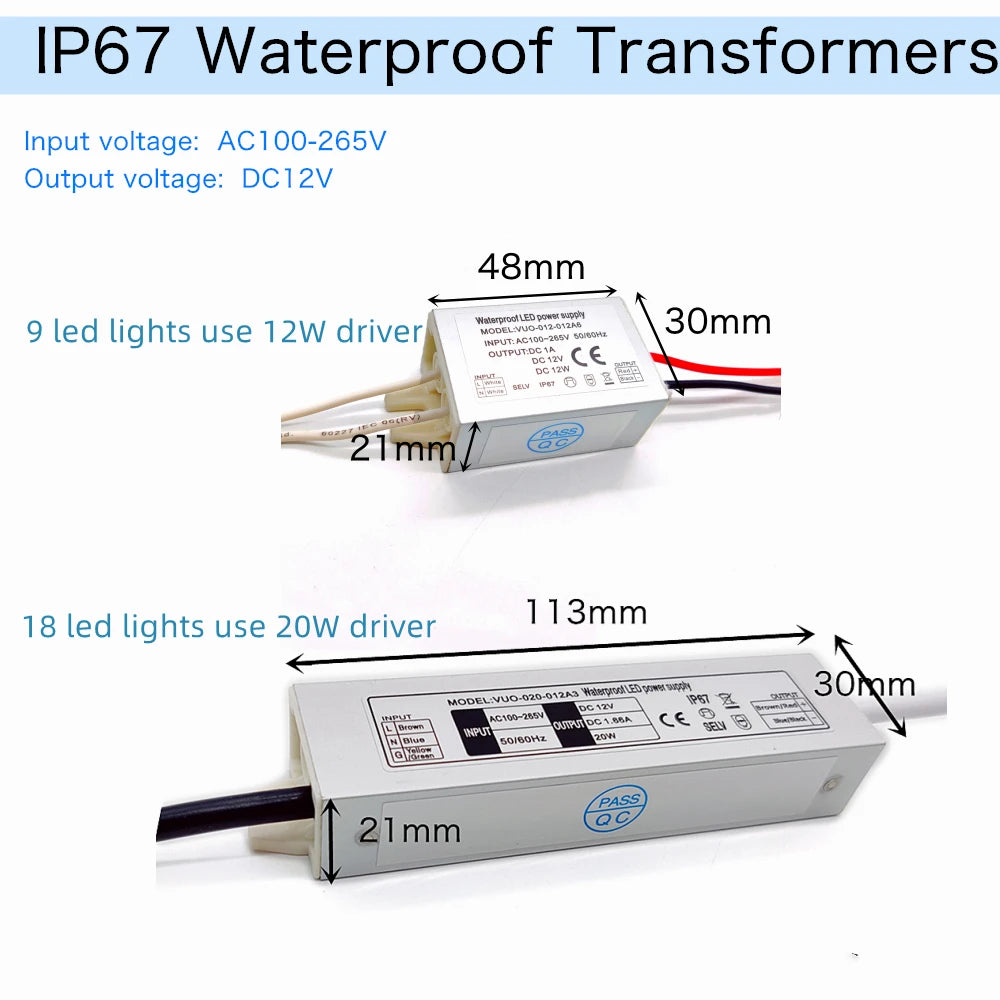1W Mini Recessed LED Spotlight IP65 for Ceilings Cabinets and Stairs 15mm Downlight with 12V Transformer