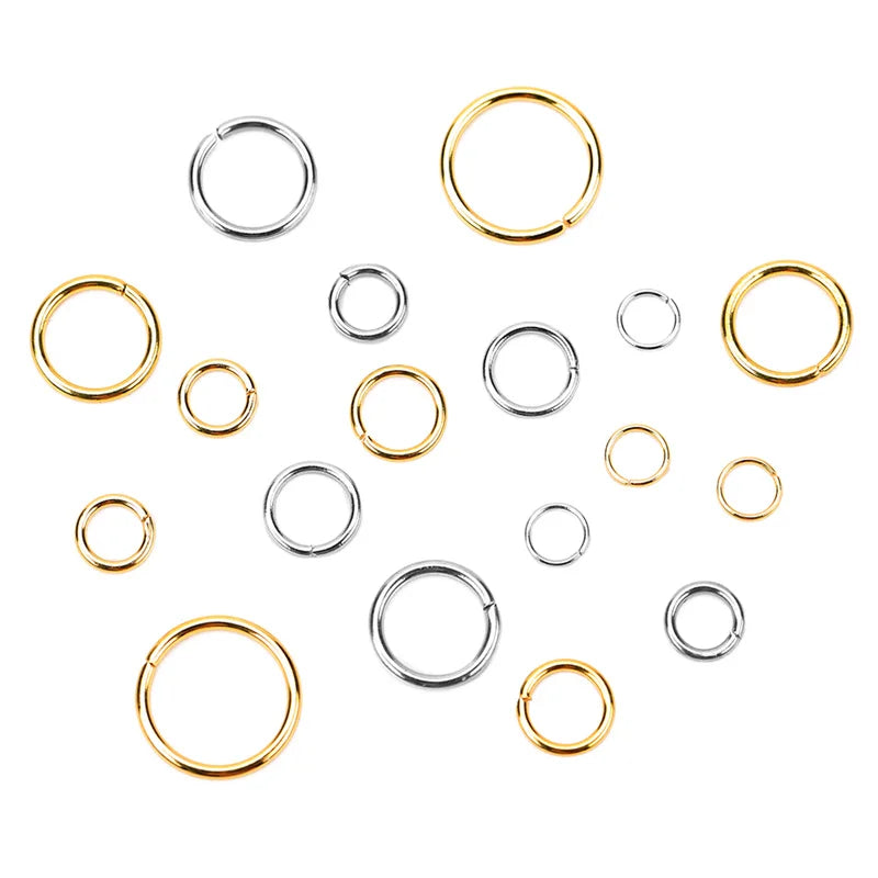 100pcs PVD Stainless Steel Open Jump Rings 3-10mm Set for DIY Jewelry