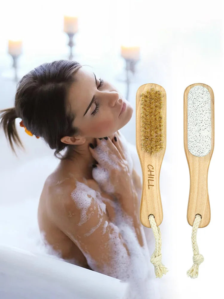 Natural Bamboo Foot File Callus Remover with Pumice Stone