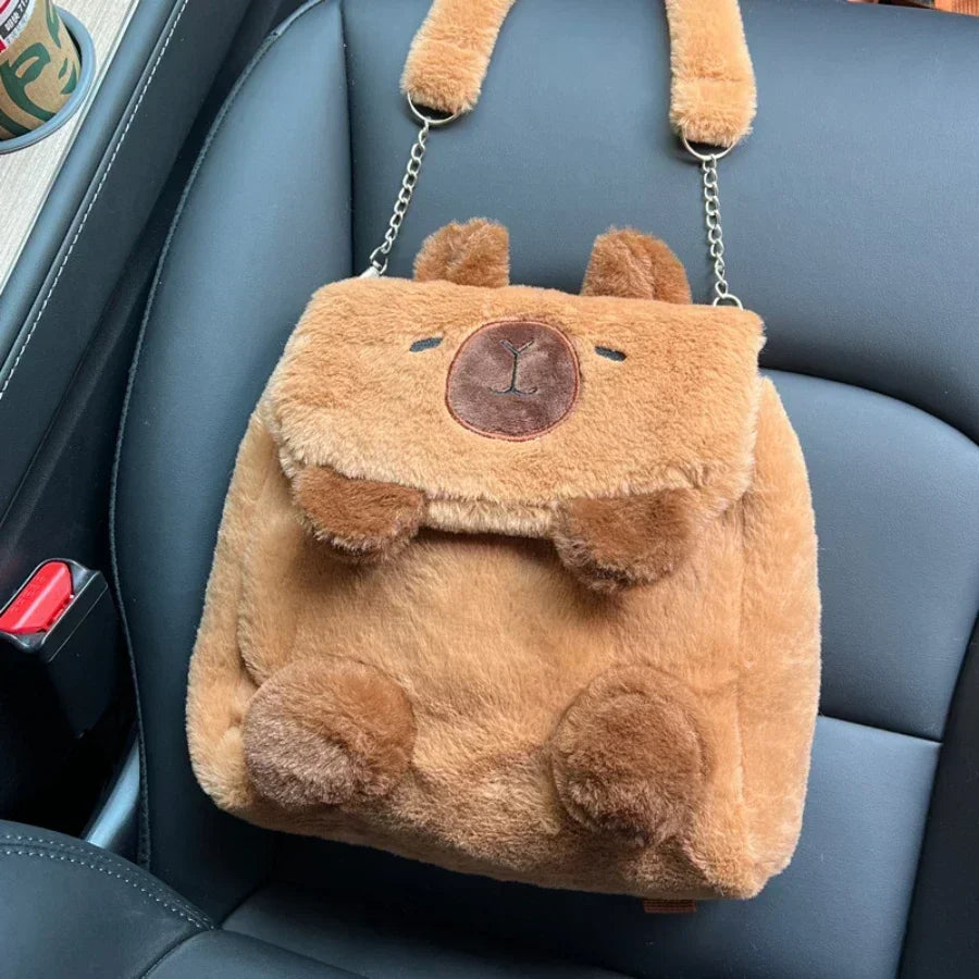 Strawberry Hat Capybara Plush Toy Backpack for Kids