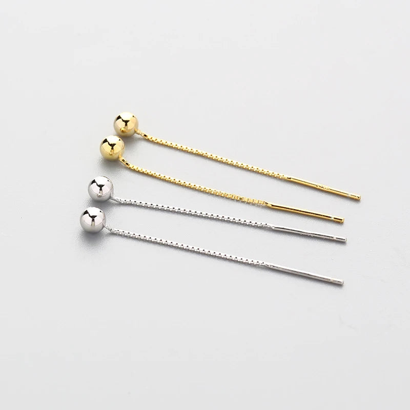 Charming 925 Sterling Silver Long Chain Threader Earrings for Women Fashion Jewelry