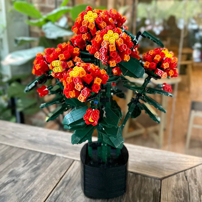 City Creativity Cymbidium Faberi Bonsai Potted Plant Building Block Set for Home Decoration and Kids Toys