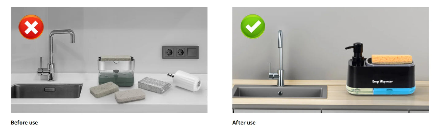 Hand and Dish Soap Dispenser Set, 3-in-1 Kitchen Pump