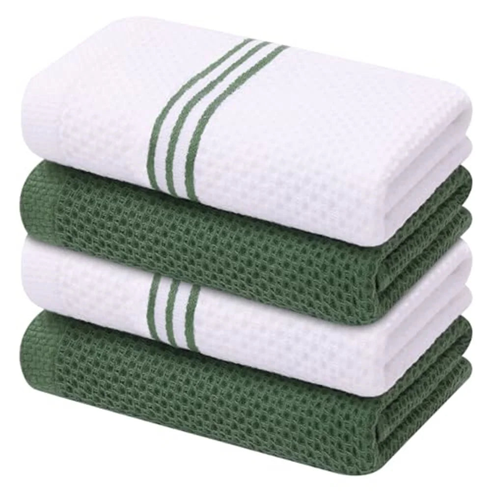Olanly Cotton Kitchen Towels Set of 4 or 6 Absorbent Waffle Weave Dishcloths Soft and Durable for Home Cleaning