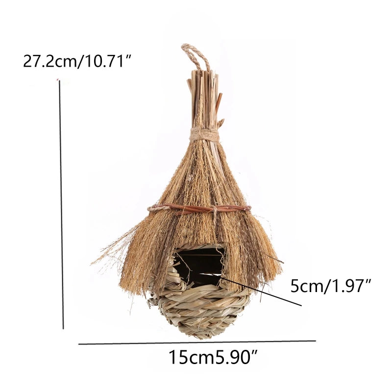 17 Style Birds Nest Bird Cage Natural Grass Egg Cage Bird House Outdoor Decorative Weaved Hanging Parrot Nest Houses Pet Bedroom