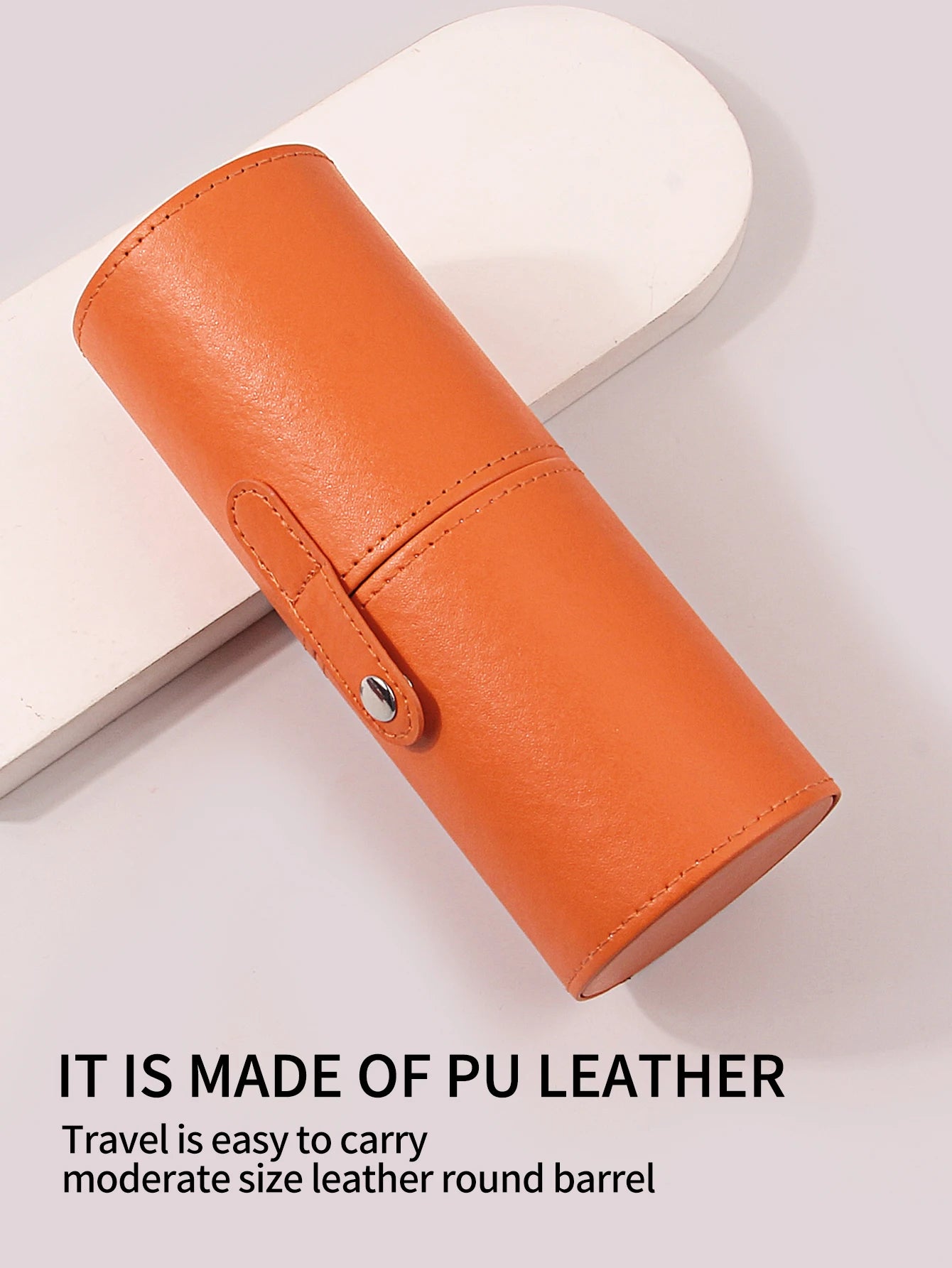 Portable PU Leather Travel Makeup Brush Holder Organizer Bag