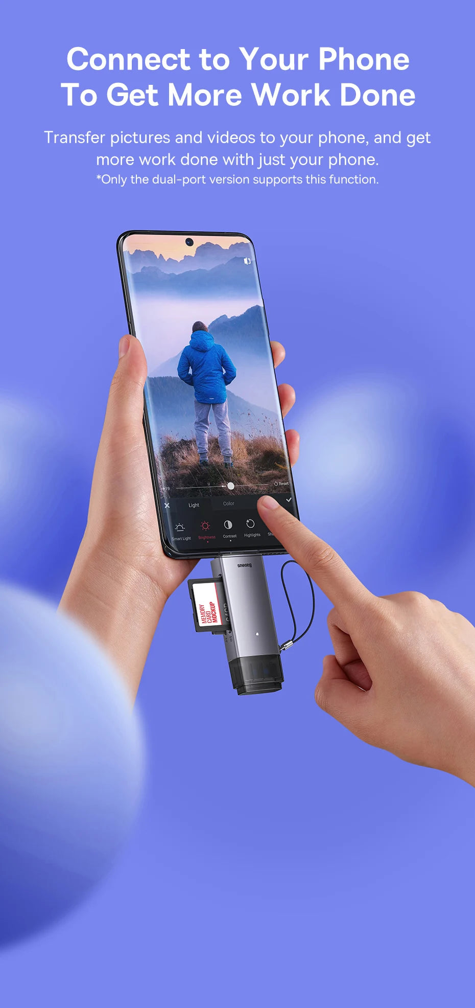 Lector de tarjetas Baseus USB C y USB 3.0 a SD Micro SD TF Dispositivo de tarjeta de memoria 104 MB/s 2 TB Lector de tarjetas inteligentes para accesorios para computadora portátil