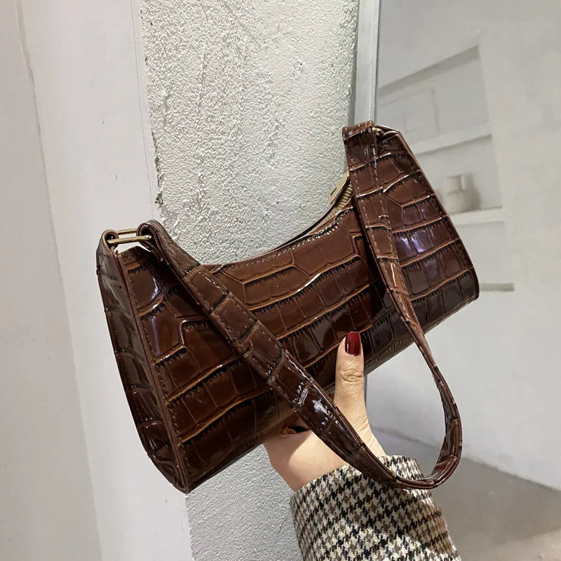 Retro Alligator Pattern Small Handbags for Women PU Leather