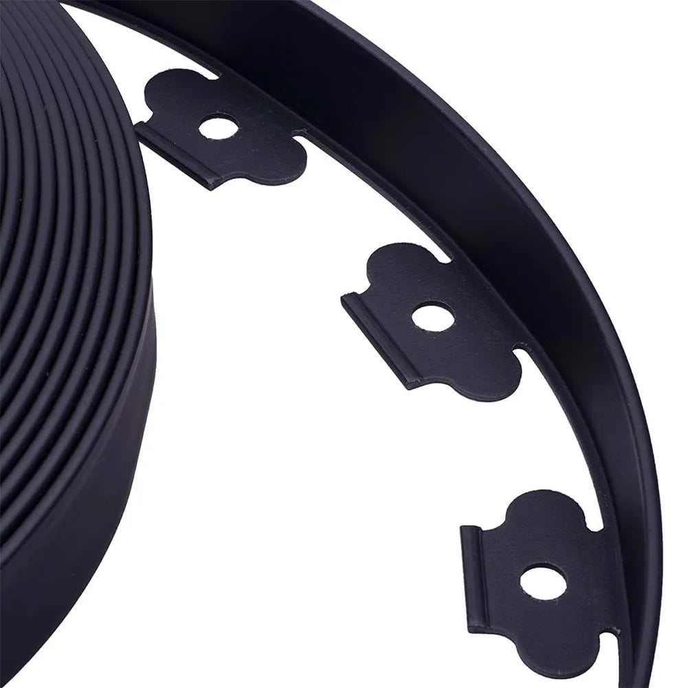 10M Plastic Garden Edging Border Kit with 30 Anchoring Spikes for Easy Installation and Durable Landscape Design