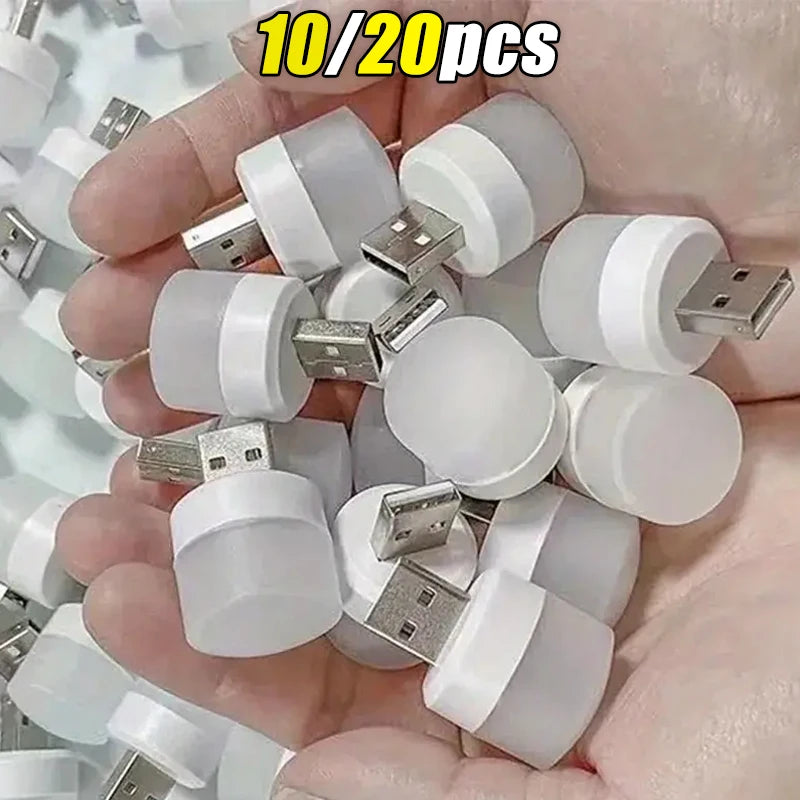 1-20Pcs Mini USB Night Light Warm White Eye Protection LED Lamp