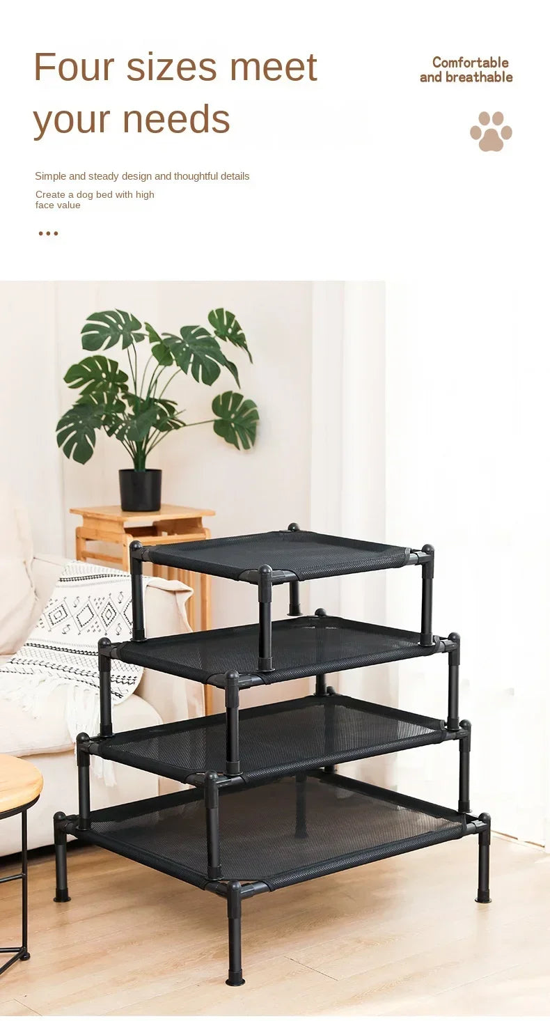 Elevated Pet Bed for Dogs and Cats Portable Folding Camping Bed Removable Washable Design for All Seasons Cozy Pet Kennel and Puppy Bed