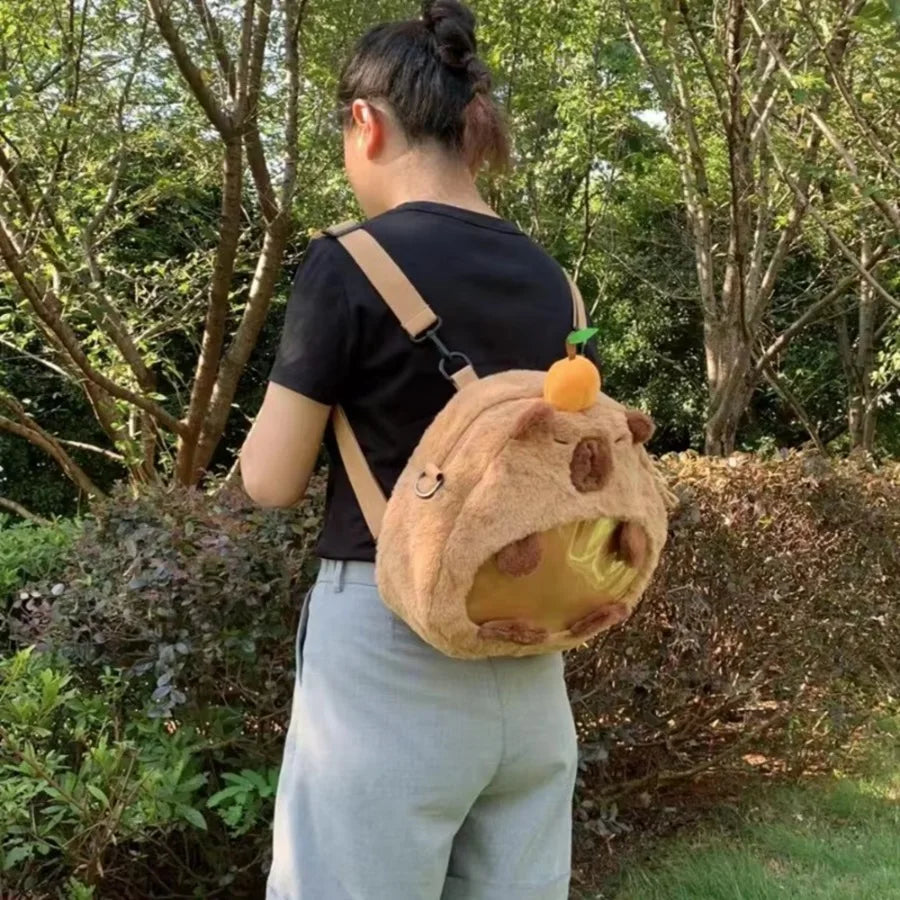 Capybara Plush Backpack Kawaii Fashion Mini Knapsack Bag