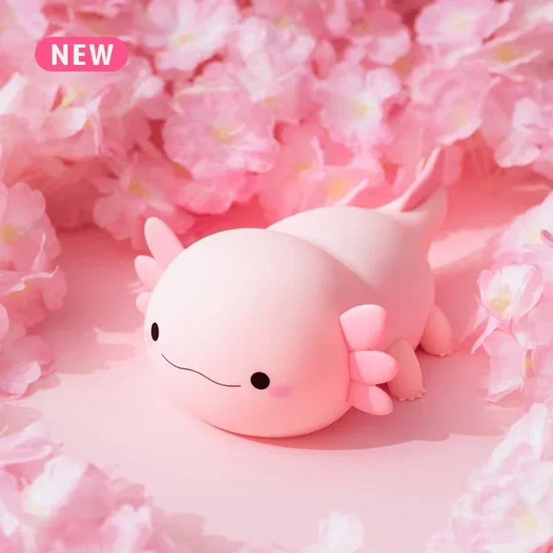 Cute Axolotl Night Light Silicone Table Lamp USB Rechargeable