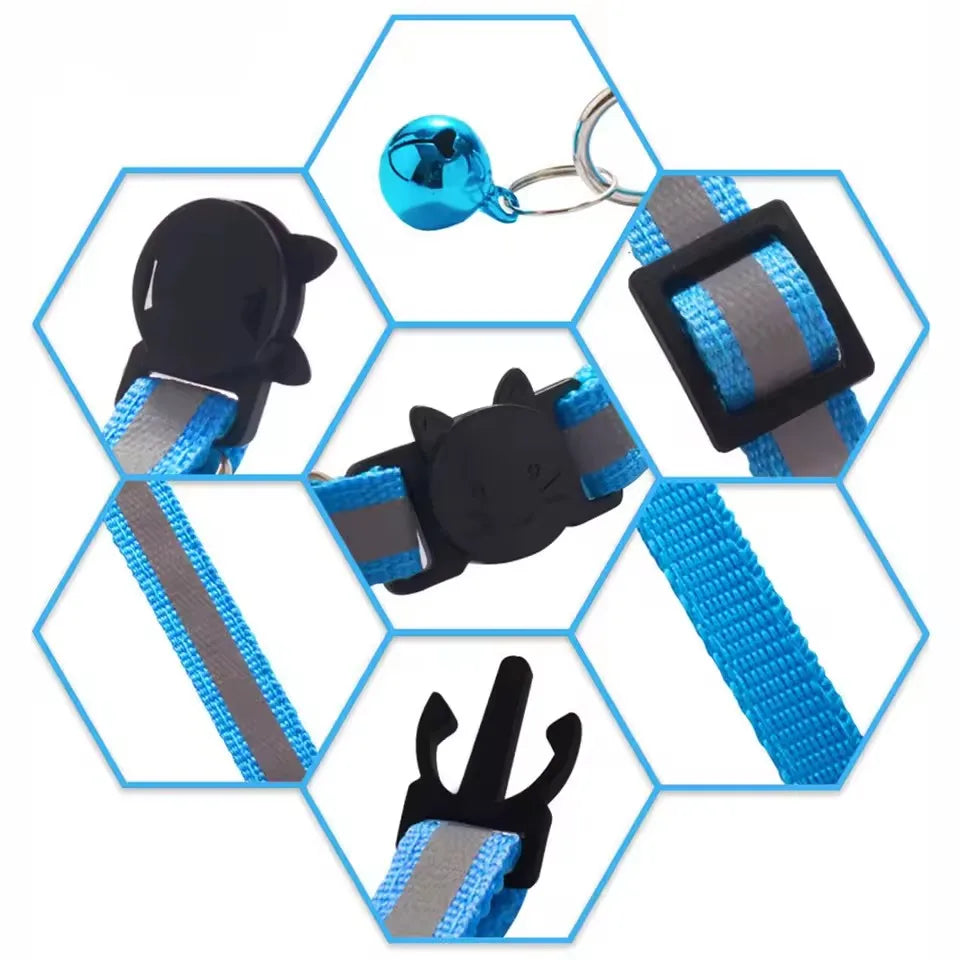 Reflective Breakaway Cat Collar Neck Ring Necklace Newborn Puppy Dog ID Collar Colorful Bell Collar for Cats Pet Kitten Products