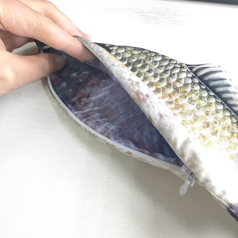 1pc Crucian Carp Pen Bag Realistic Fish Makeup Pouch Case